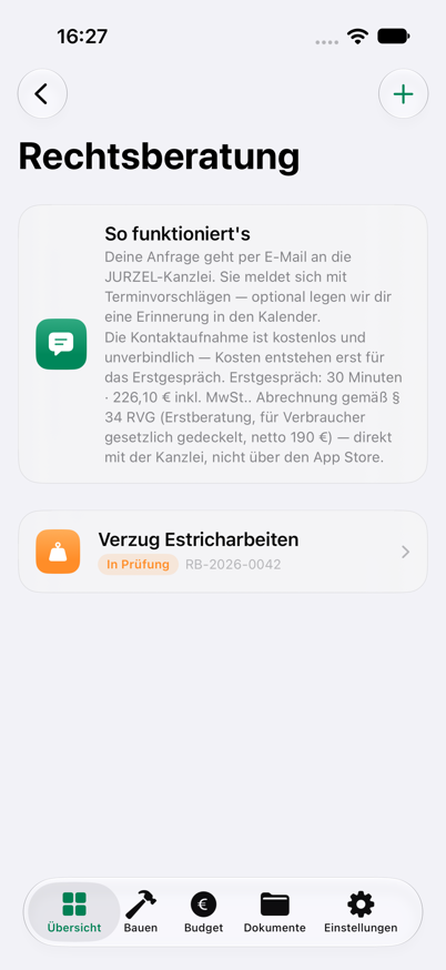 Rechtsberatung in JZ Bauen